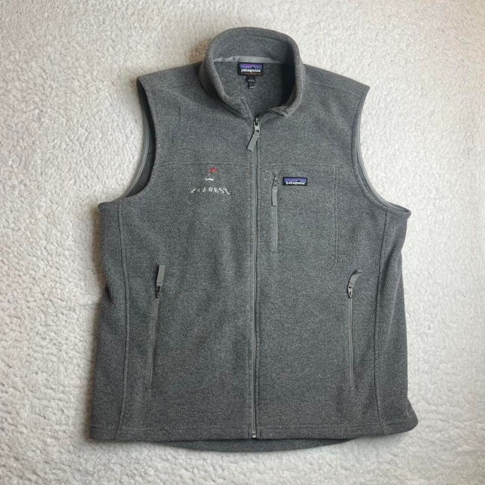 Patagonia synchilla men's‎ grey full zip vest embroideredf fleece warm 23010 L